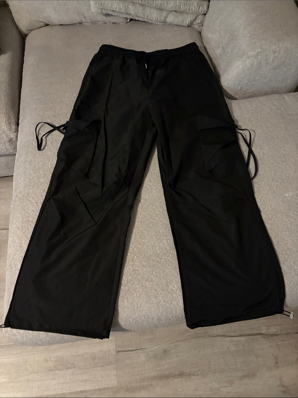 Women’s Black Cargo Utility Pants with Drawstrings